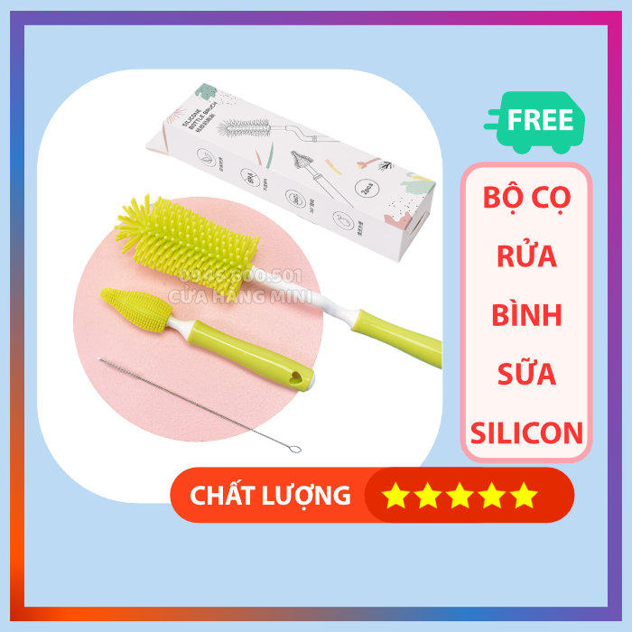 Bộ Cọ Rửa Bình Sữa Silicon 3 Chi Tiết