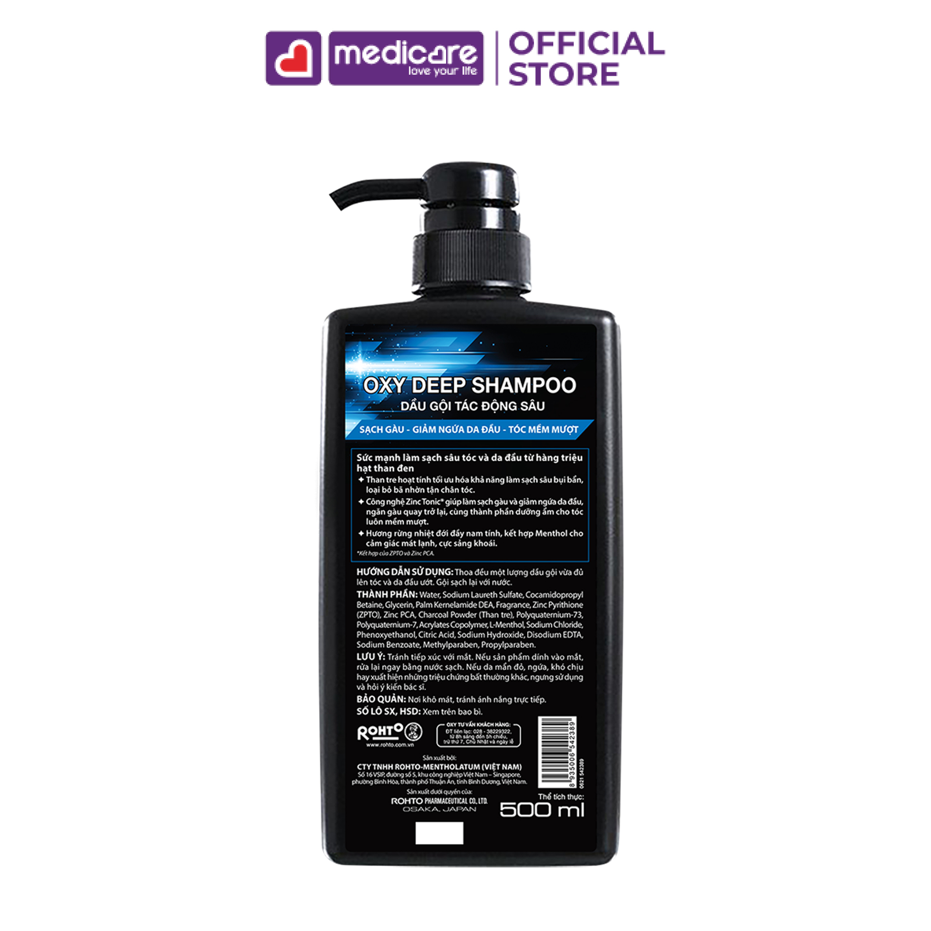 Dầu Gội OXY Charcoal Power Tác Động Sâu 500ml