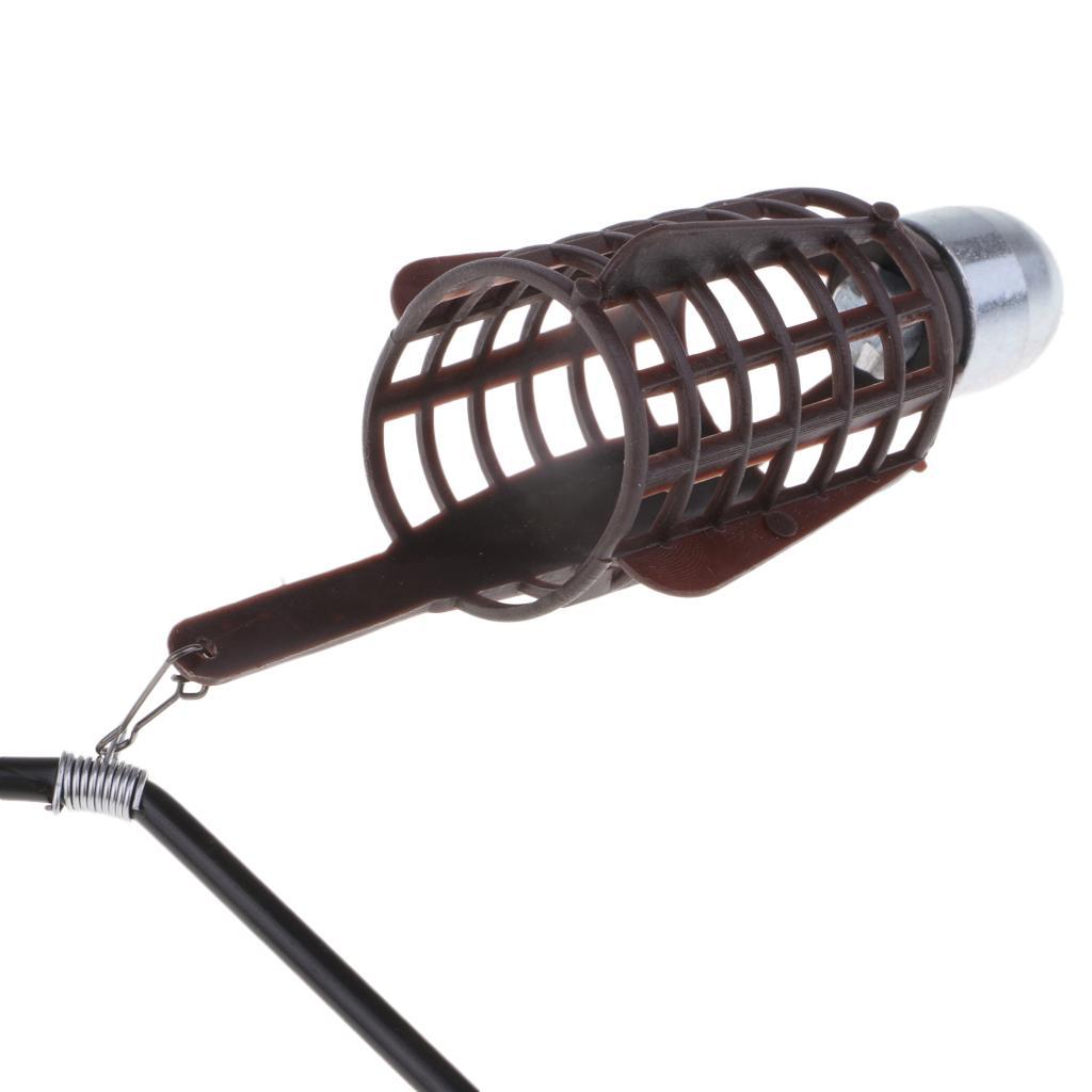 2pcs Fishing Feeder Basket Holder Fishing Bait Cage w/ Line 9# Hooks 30g/40g