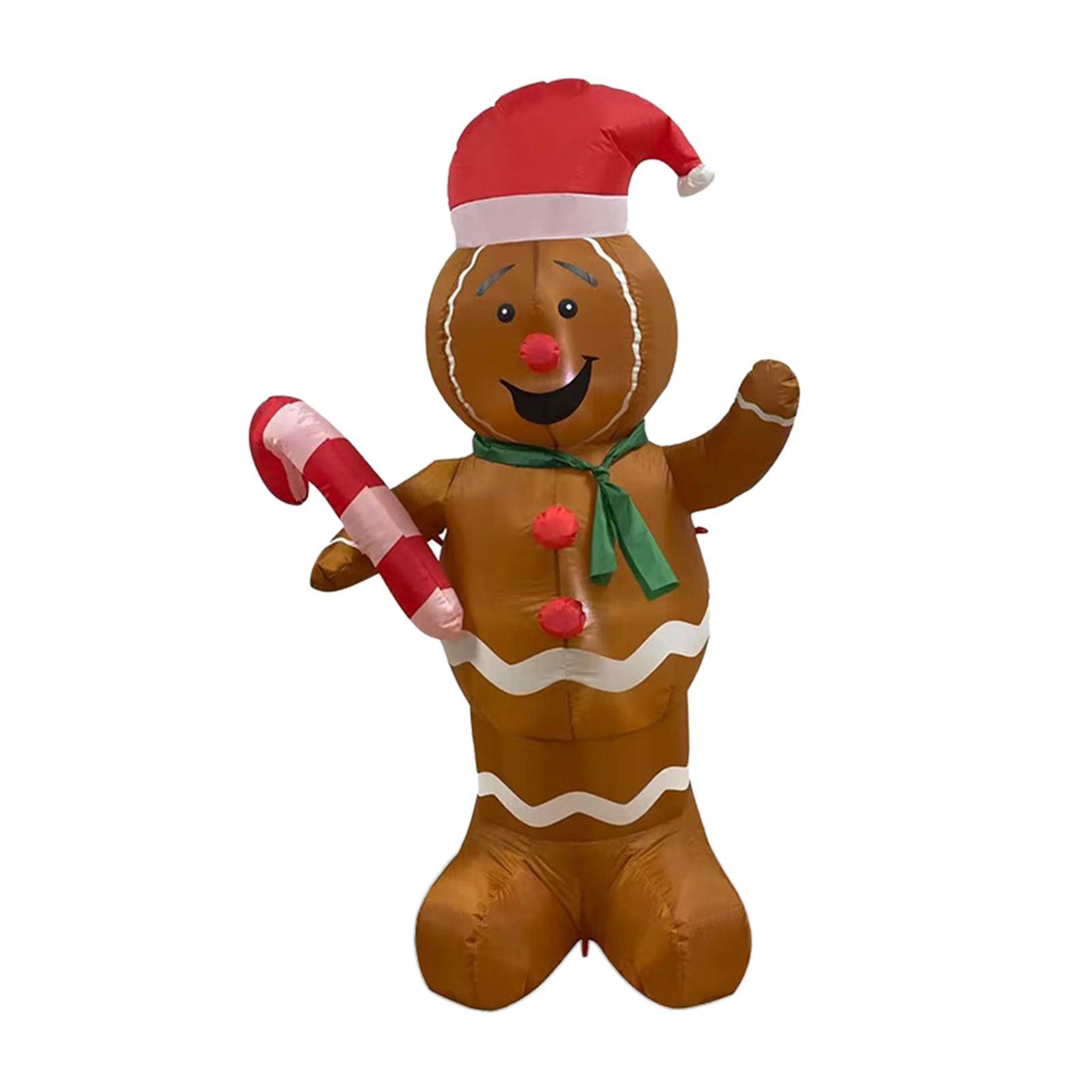 5ft Festive Decoration Gingerbread Man with LED Lights Reusable ,Adorable Inflatable for Yard Indoor Party Decoration Outdoor Decorations