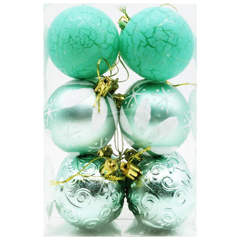 Hộp 12 Trái Châu Trang Trí Giáng Sinh - 6ADBCL12-H5B - Màu Xanh Mint