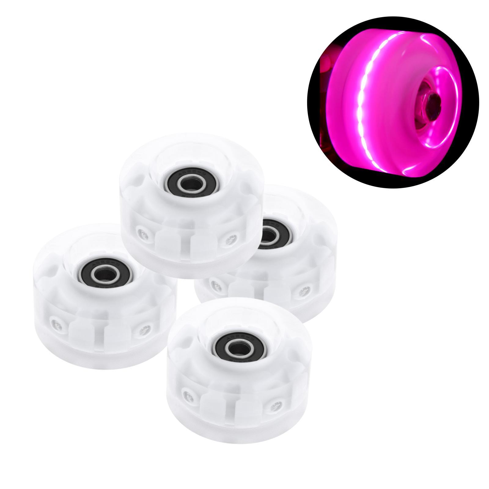 2x4Pack Quad Roller Skate Wheels with Bearings for Double Row Skateboard Pink