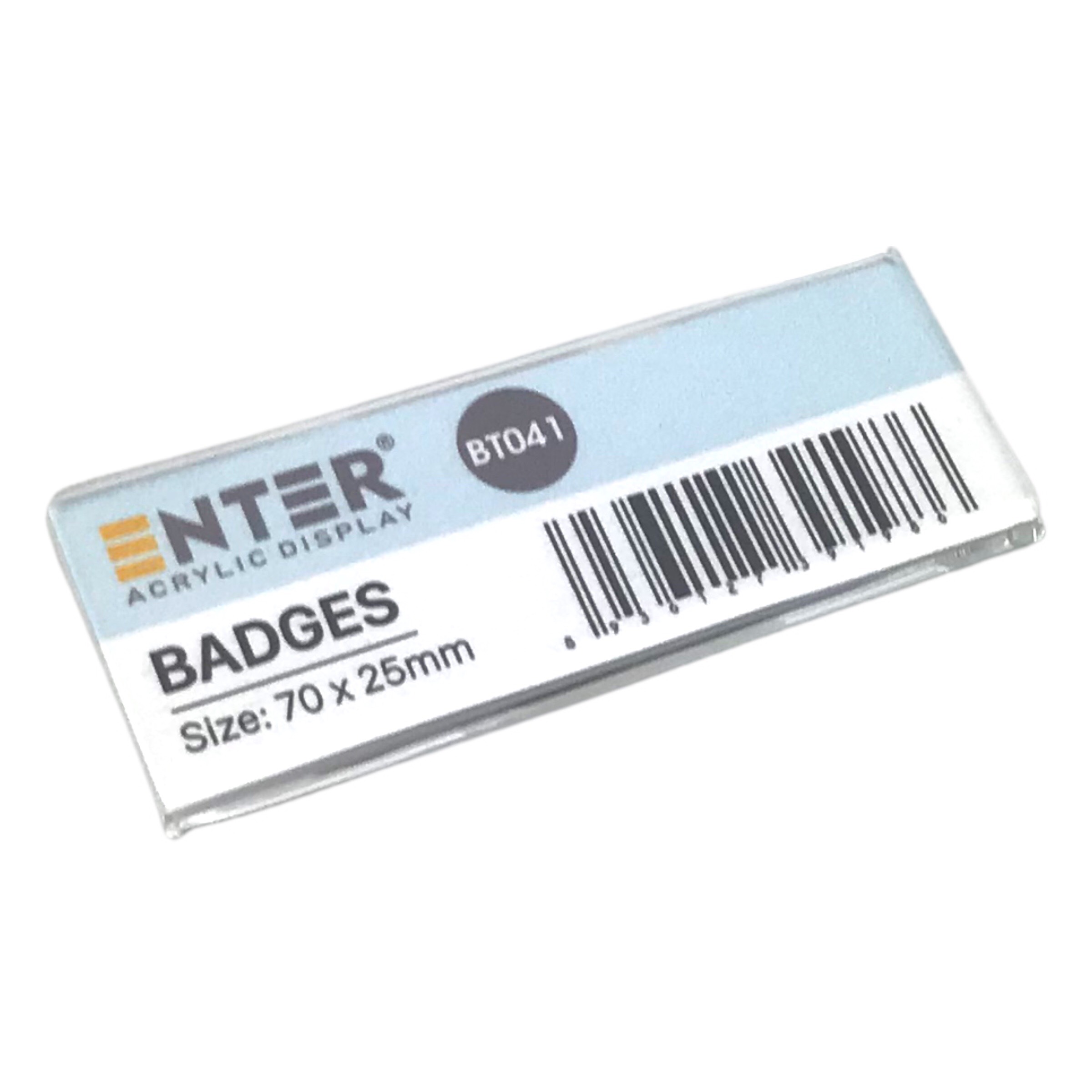 Phôi thẻ tên mica Enter BT041 70x25mm gắn kim K004A - Bịch