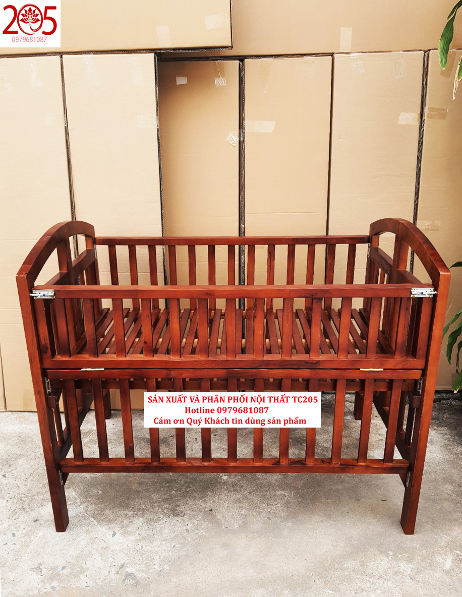 Nôi Cũi Gỗ Cho Bé Chất Liệu Gỗ Thông Kích Thước Màu Tự Nhiên Chịu Tải Lên Tới 60kg Tặng Kèm Bánh Xe