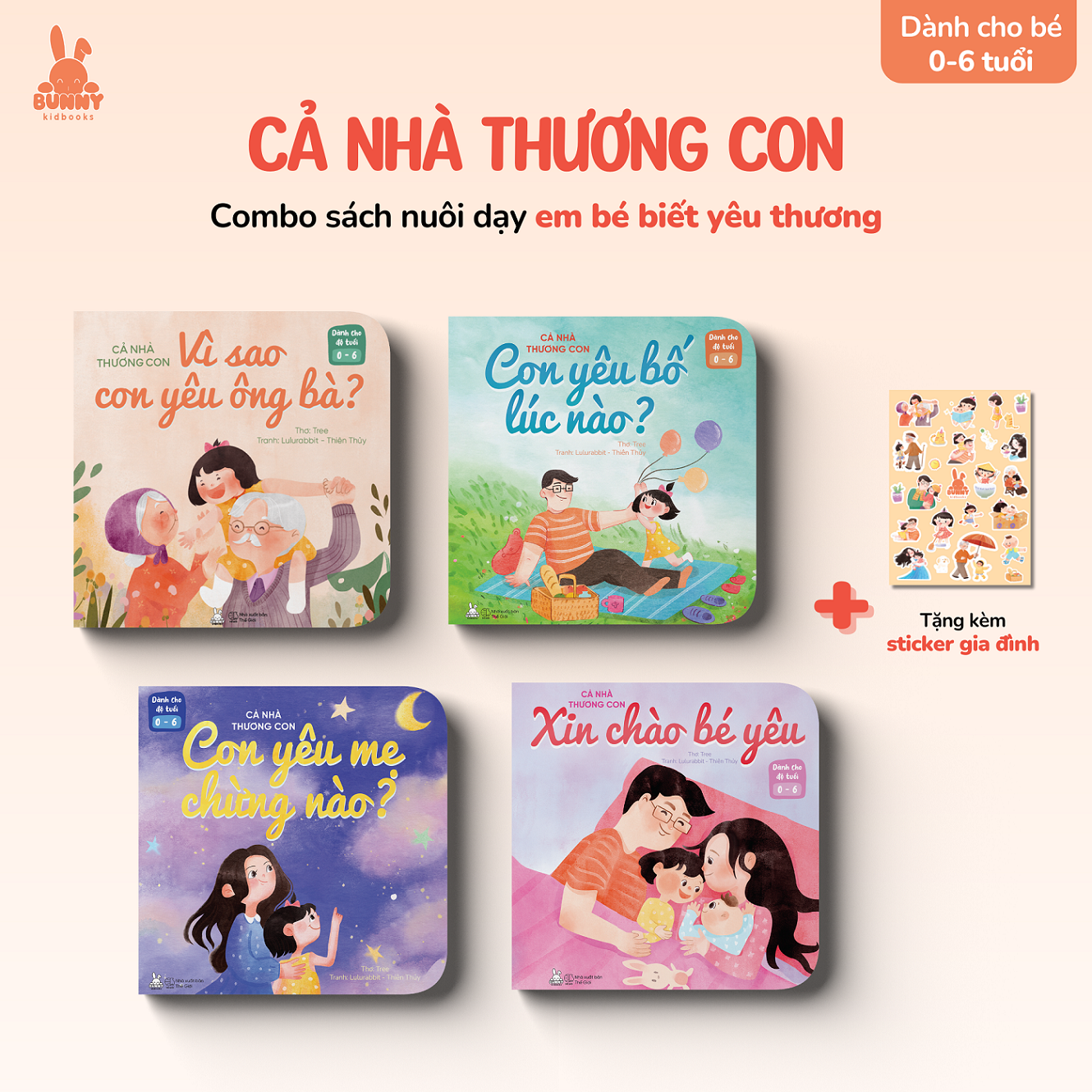 Combo Sách Cả Nhà Thương Con - Combo sách thơ tập nói, tập đọc giúp phát triển ngôn ngữ cho bé 0-6 tuổi