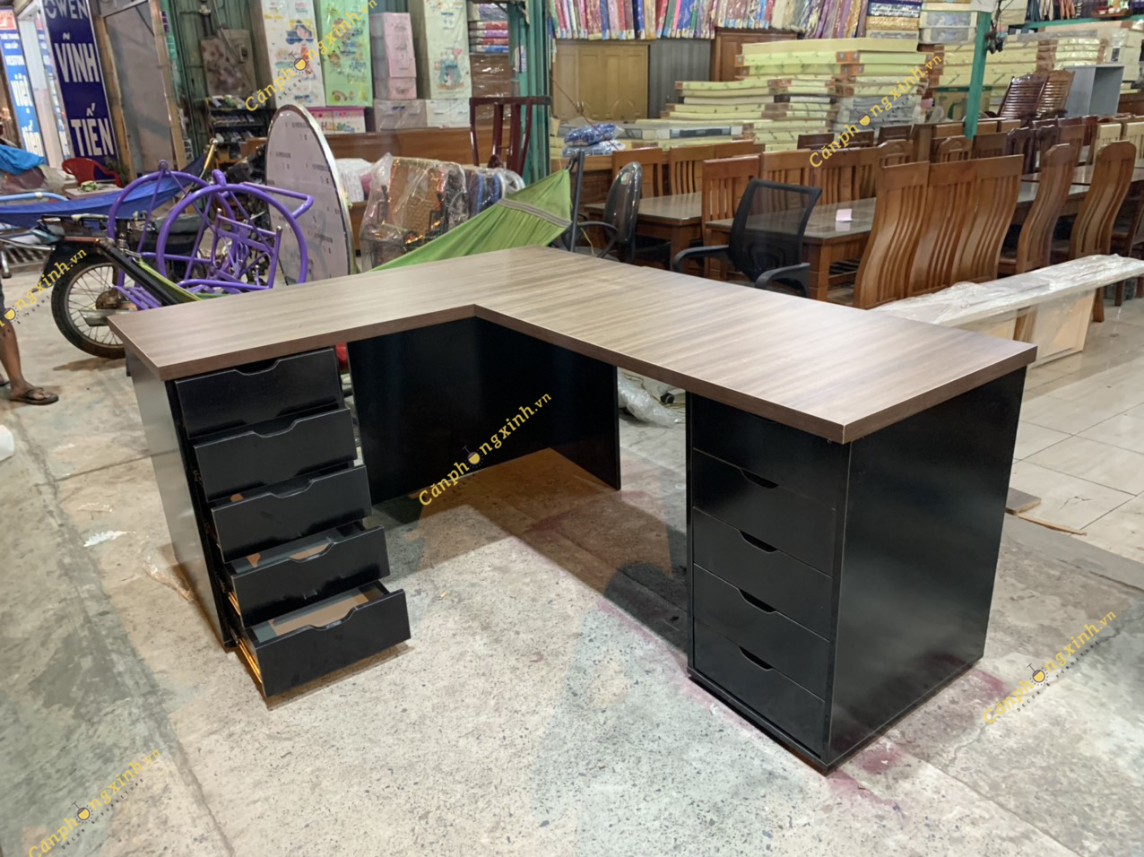 Bàn làm việc, bàn học, bàn gaming CPX-BG01, có 10 hộc kéo đa năng