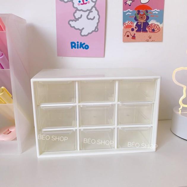 Hộp nhựa đa năng 9 ngăn đựng đồ siêu xinh , kệ đựng đồ mini . .