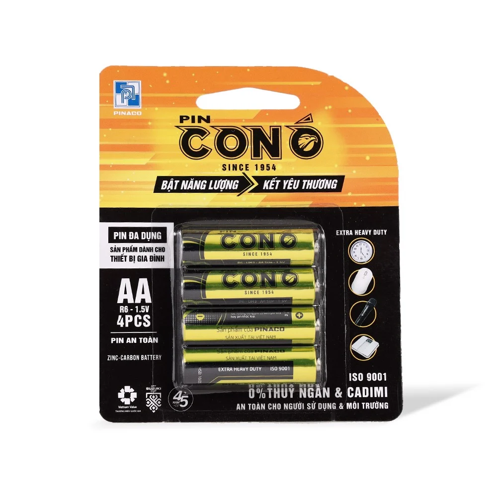 Combo 5 vỉ Pin Con Ó Đa Dụng Decal R6P - Size AA - Vỉ 4 viên