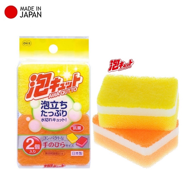 SET 02 MIẾNG MÚT CHÀ NỒI, RỬA CHÉN BÁT OHE AWA QUTTO NỘI ĐỊA NHẬT BẢN (Made in Japan)