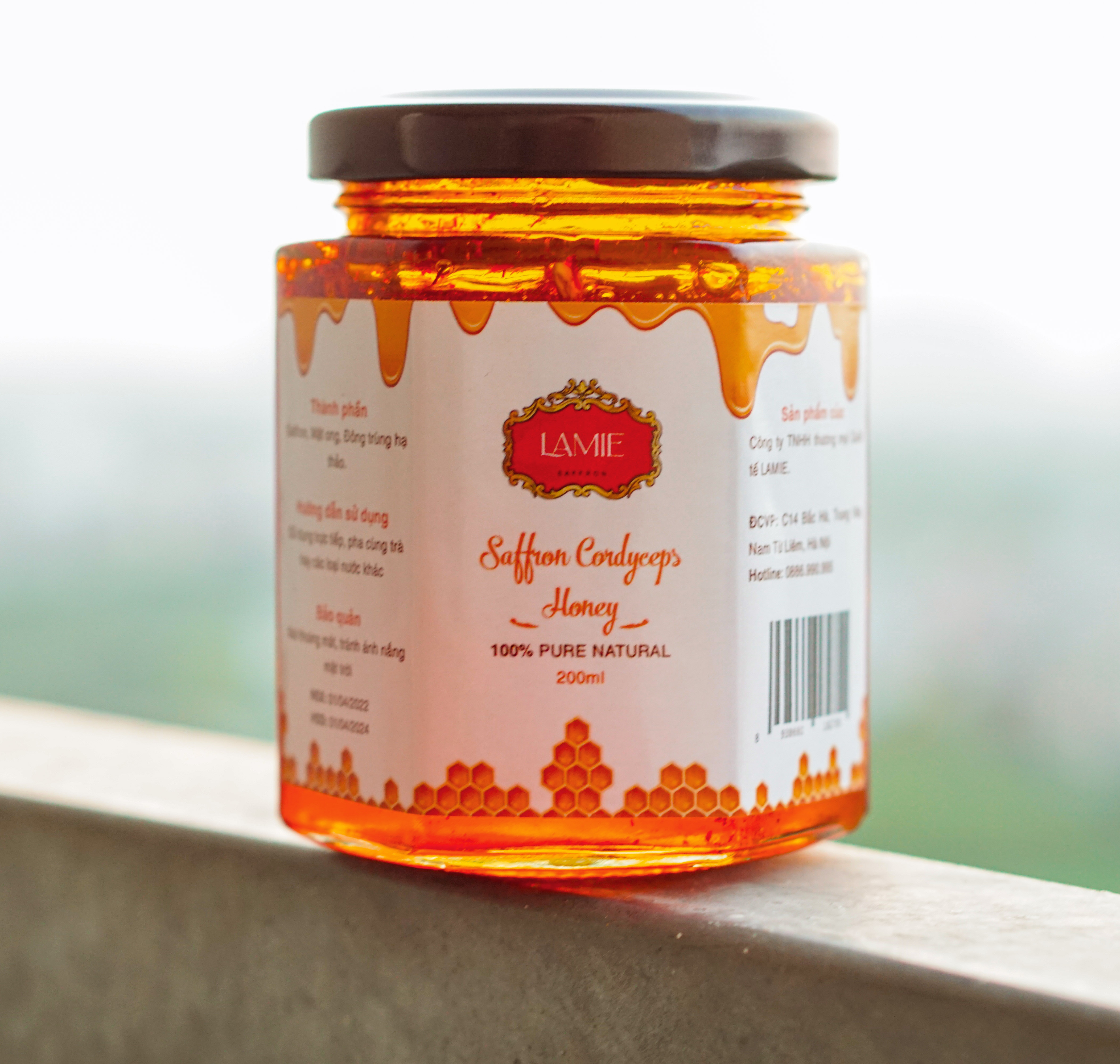 Đông trùng hạ thảo ngâm Saffron mật ong thương hiệu Lamie lọ 200ml