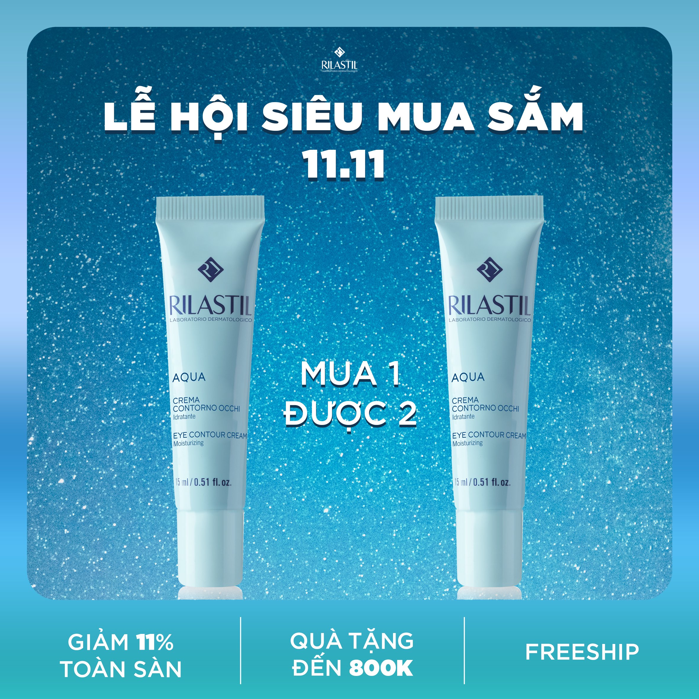 [Date: 31.10.2023] Kem dưỡng ẩm vùng mắt Rilastil Aqua Eye Contour Cream 15ml