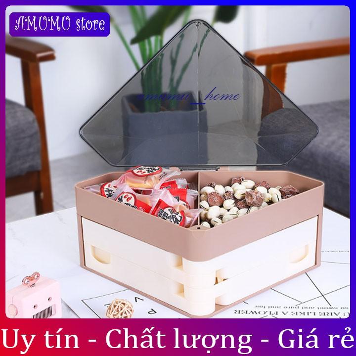 KHAY MỨT TẾT , HỘP MỨT TẾT TAM GIÁC 3 TẦNG NHỰA CAO CẤP HÀNG NỘI ĐỊA TRUNG QUỐC SANG TRỌNG-tặng 10 lì xì tết