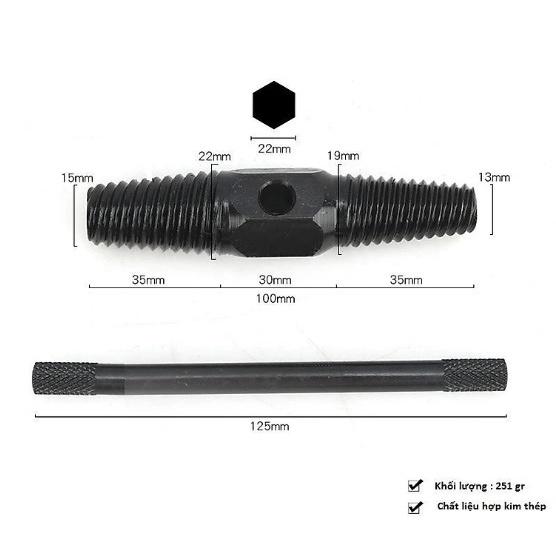 Bộ dụng cụ tháo đầu ống nước gãy 2 đầu phi 16 - 27mm kèm tay vặn