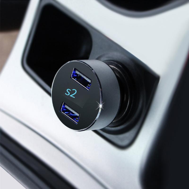 Phong cách mới nhất của nguồn cung cấp xe hơi bộ sạc xe hơi điện áp pin bật lửa sạc xe hơi bộ sạc điện thoại di động USB kép HY-36