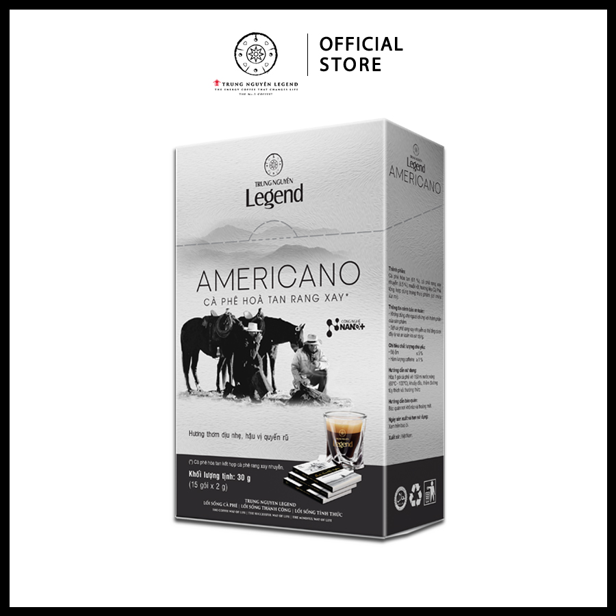 Cà phê hòa tan đen - Trung Nguyên Legend Americano hộp 15 gói x 2g