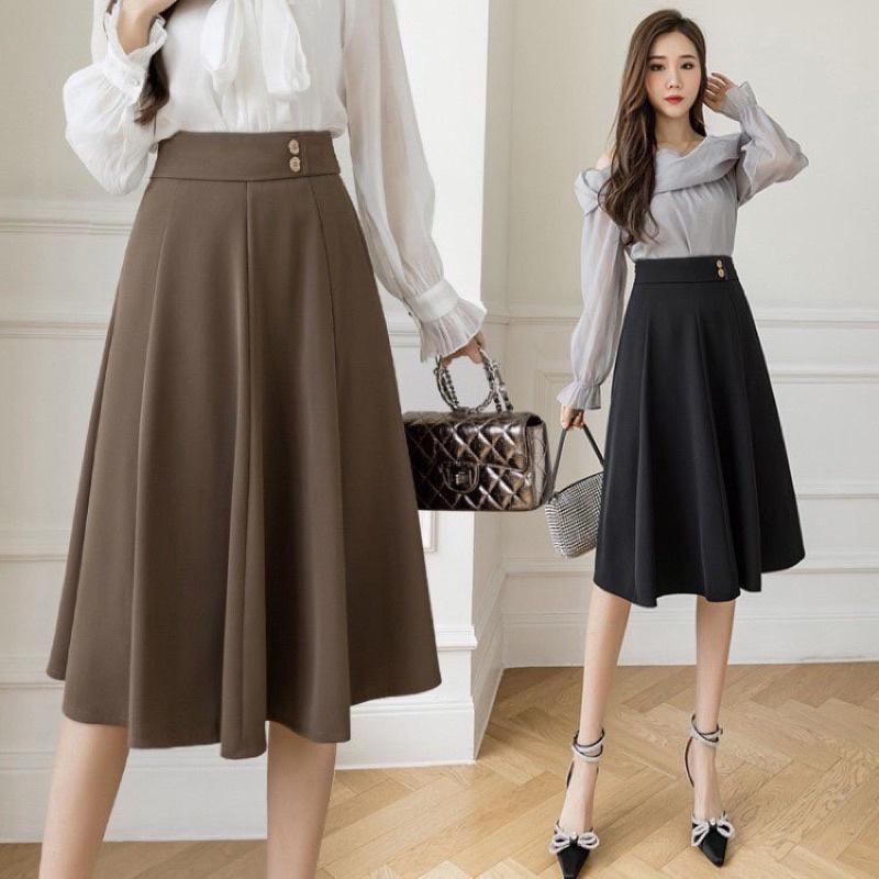 Chân váy midi dài thu đông chất tuyết mưa - chân váy xinh KANIMI