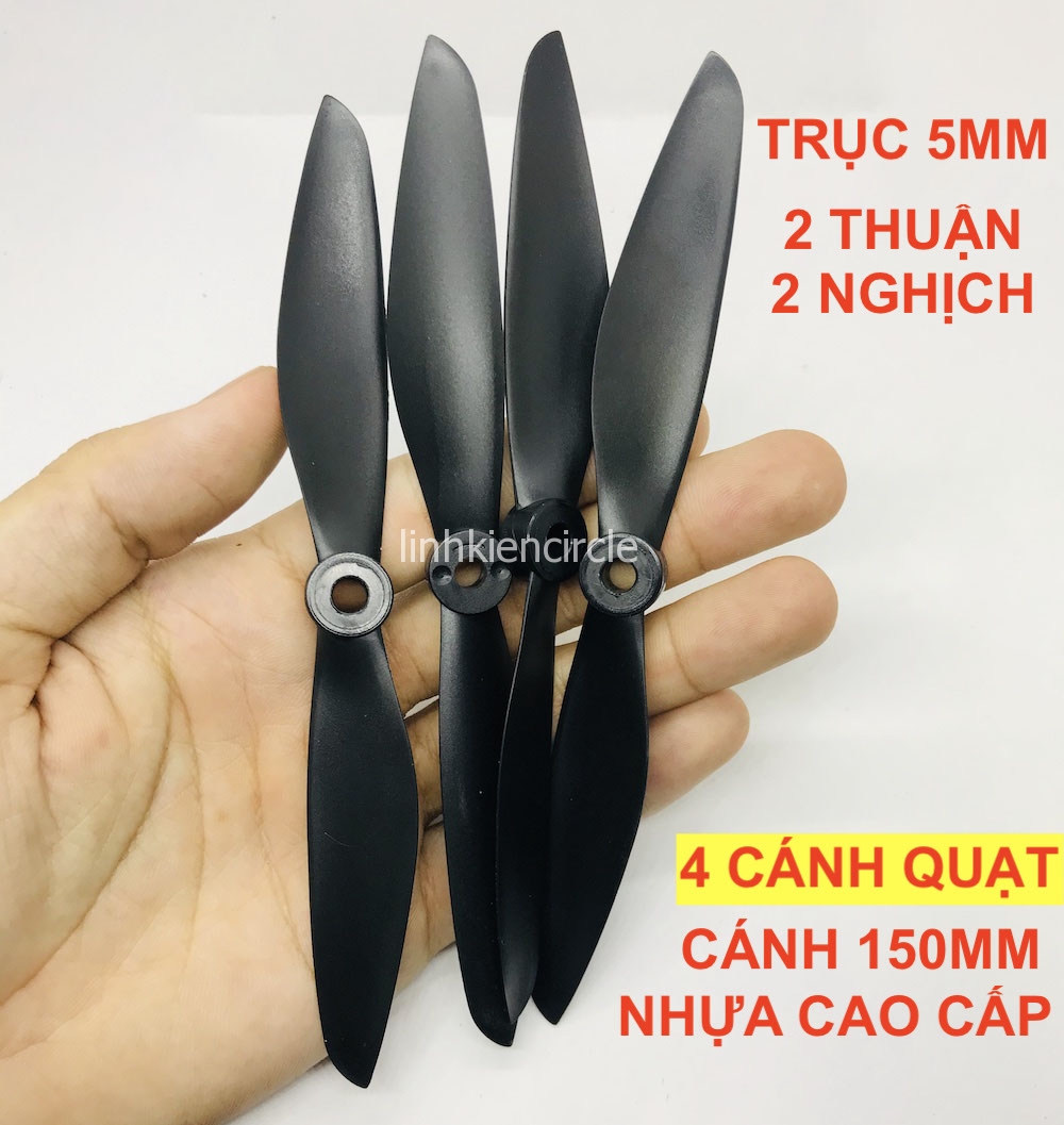 4 cánh quạt máy bay fly cam 150mm trục 5mm chất lượng cao thuận nghịch - KG0001