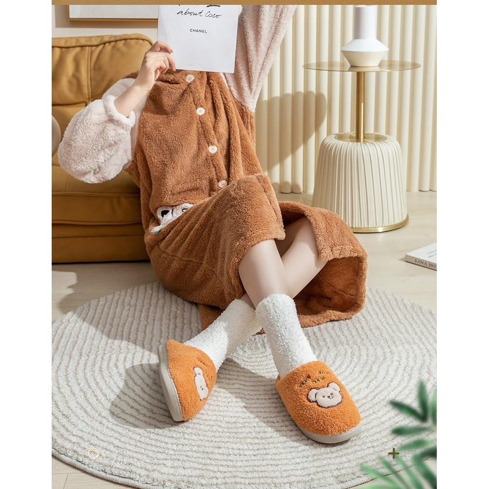 Dép sục bông unisex đi trong nhà họa tiết Gấu kute đi cực ấm chân cho mùa đông phong cách ulzzang Hàn Quốc siêu Hot TH66