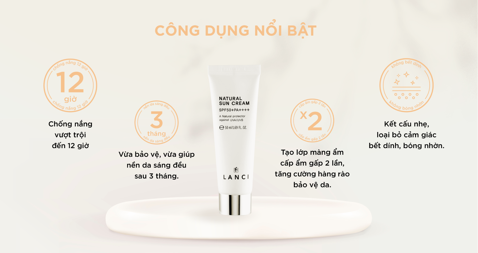 Kem Chống Nắng Dưỡng Ẩm LANCI - Natural SunCream 50ml