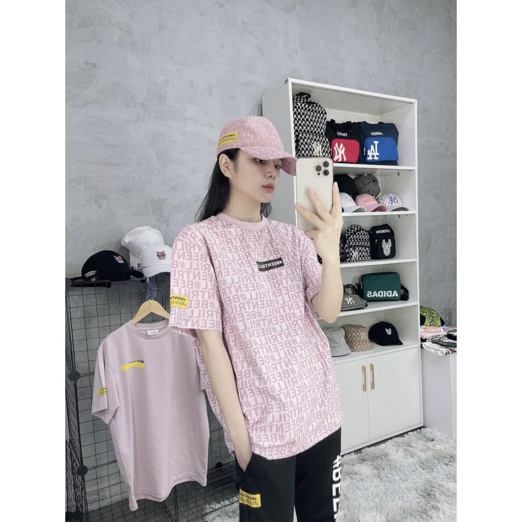 Áo thun tay lỡ phông Unisex nam nữ cotton beentrill monogram -B01 -Hồng