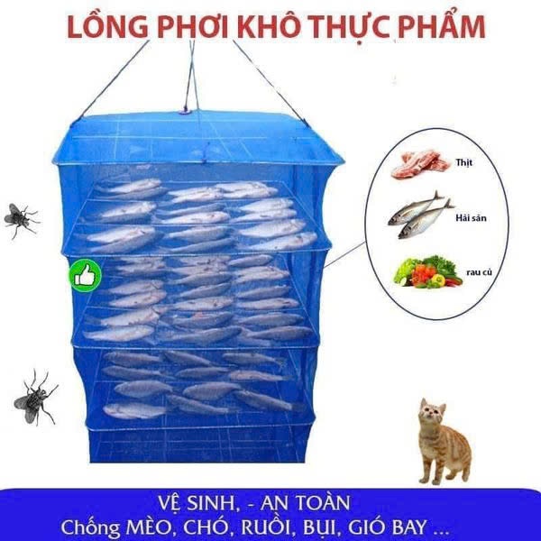 Lồng Phơi Thực Phẩm, Phơi Cá Khô Chống Ruồi Muỗi, Côn Trùng Bằng Lưới PE Dễ Dàng Vệ Sinh,Thu Gọn - Hàng chính hãng