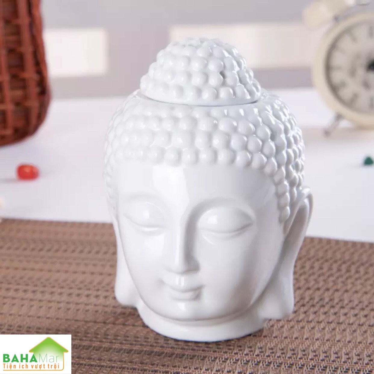 ĐẦU PHẬT ĐỐT NẾN XÔNG TINH DẦU BẰNG GỐM CAO CẤP - TRANG TRÍ NHÀ "BAHAMAR" sử dụng để trang trí nhà cửa và hương liệu. cho phép ánh sáng của nến tỏa sáng trong