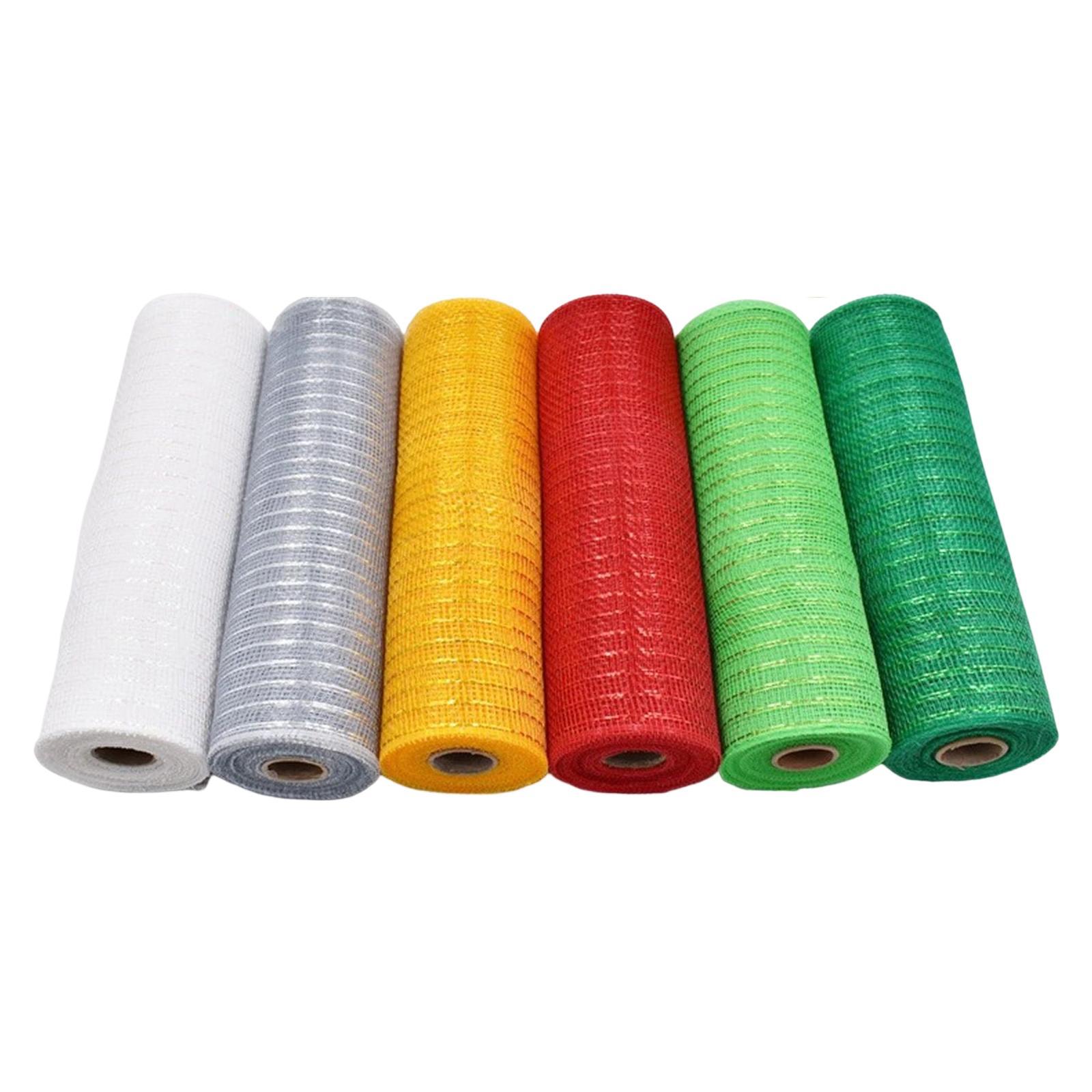 6 Rolls 10"x10 yds Mesh Ribbon Foil Rolls Wreath Decors