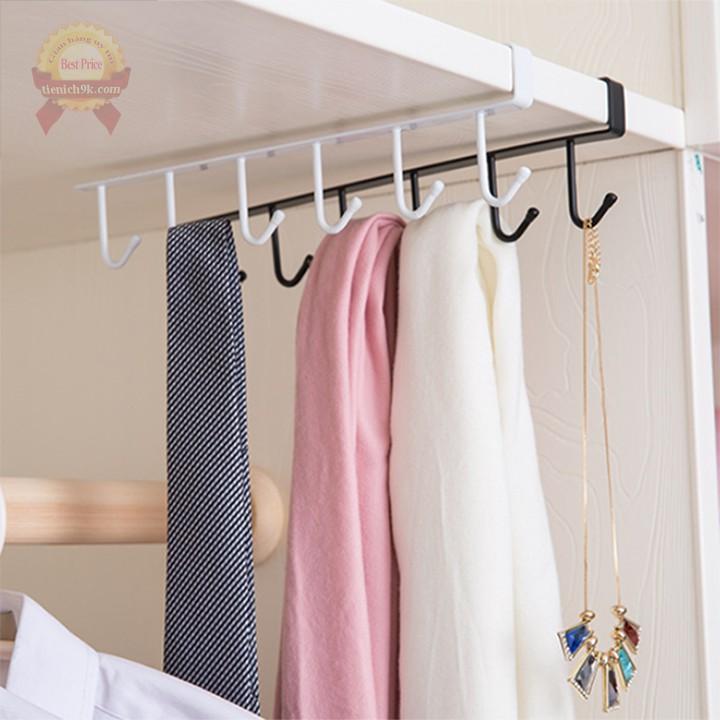 Móc cài trên tủ 6 giá treo quần áo bằng thép cao cấp chịu lực treo cốc dao thìa túi nhà bếp