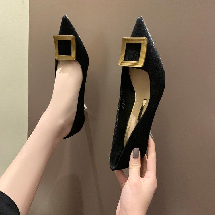 Giày Cao Gót Mũi Nhọn Màu Trơn Thời Trang Cho Nữ