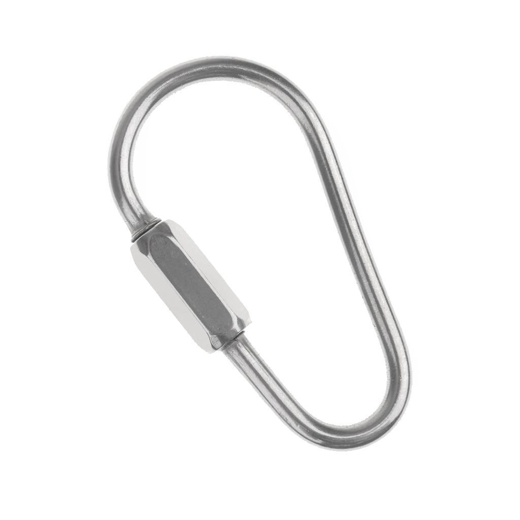Camping Outdoor Stainless Screw Lock D Carabiner Clip Hook Key Chain 5.2cm