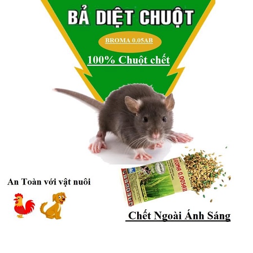 Combo 05 gói Thuốc diệt chuột SINH HỌC thế hệ mới Broma 0.005ab gói 50g