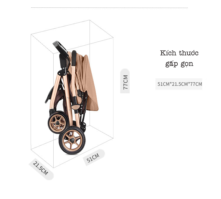 Xe đẩy trẻ em cao cấp 2 chiều 3 tư thế gấp gọn khi du lịch, kiểu dáng sang trọng