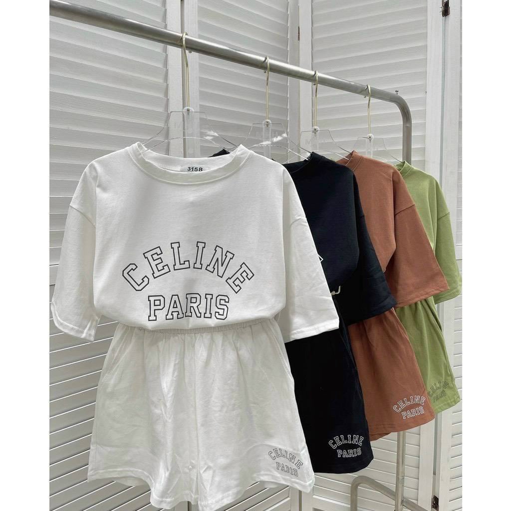 Set Bộ Đùi Cotton Pari Siêu Hot, Set Cộc Đùi Short Nữ Ulzzang chất cotton freesize 38-65kg, SÉT BỘ ĐÙI NỮ MẶC MÙA HÈ, NĂNG ĐỘNG CÁ TÍNH, Bộ thể thao merry, bộ mặc ở nhà, bộ đồ mặc thoải mái, set áo phông kèm quần sooc