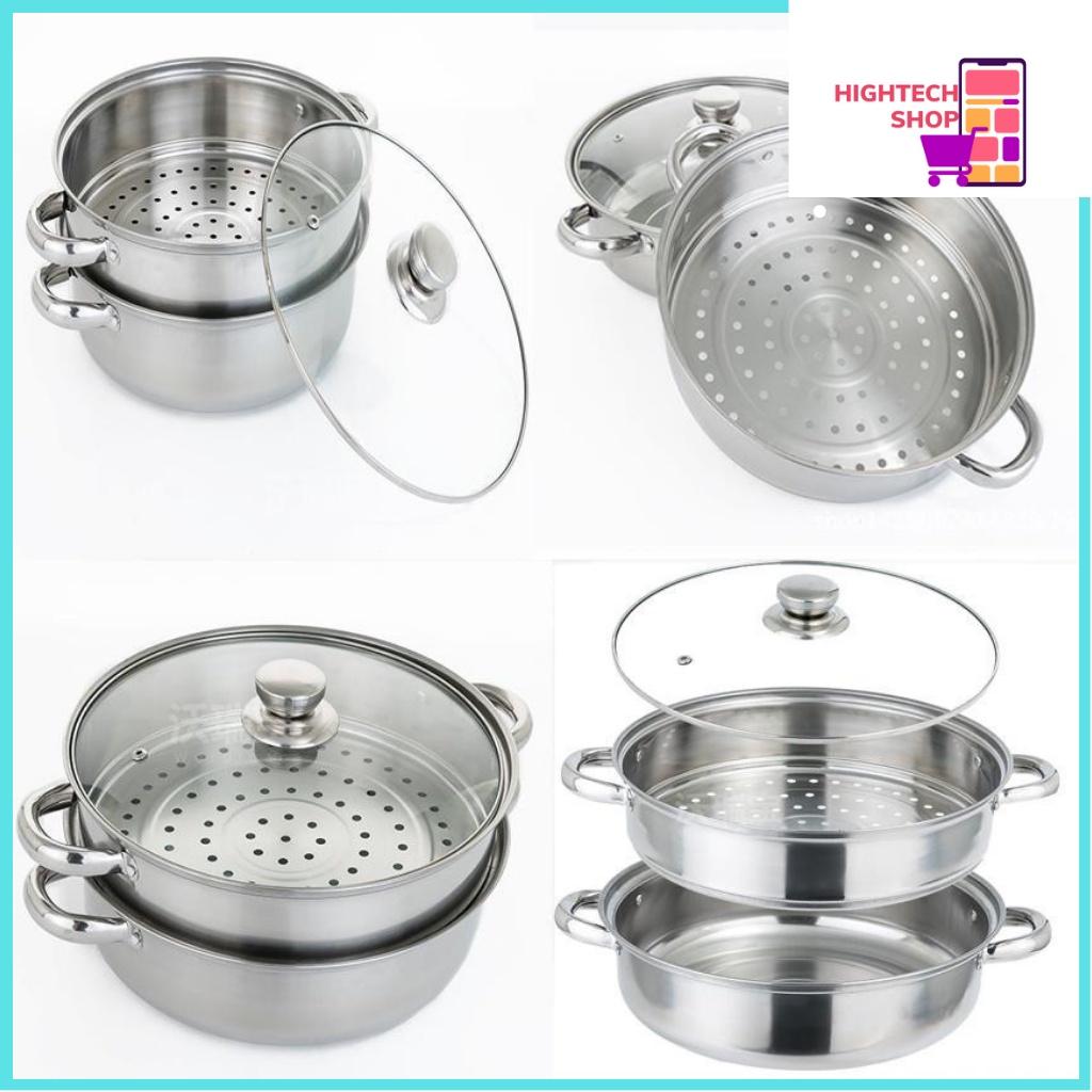 NỒI HẤP XỬNG 2 TẦNG INOX MẶT KÍNH NỒI HẤP BÁNH BAO MẶT KÍNH 28CM