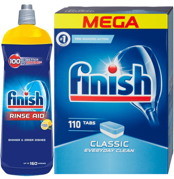 Combo Viên rửa bát Finish 110 viên+Nước làm bóng finish 800ml dùng cho máy rửa bát