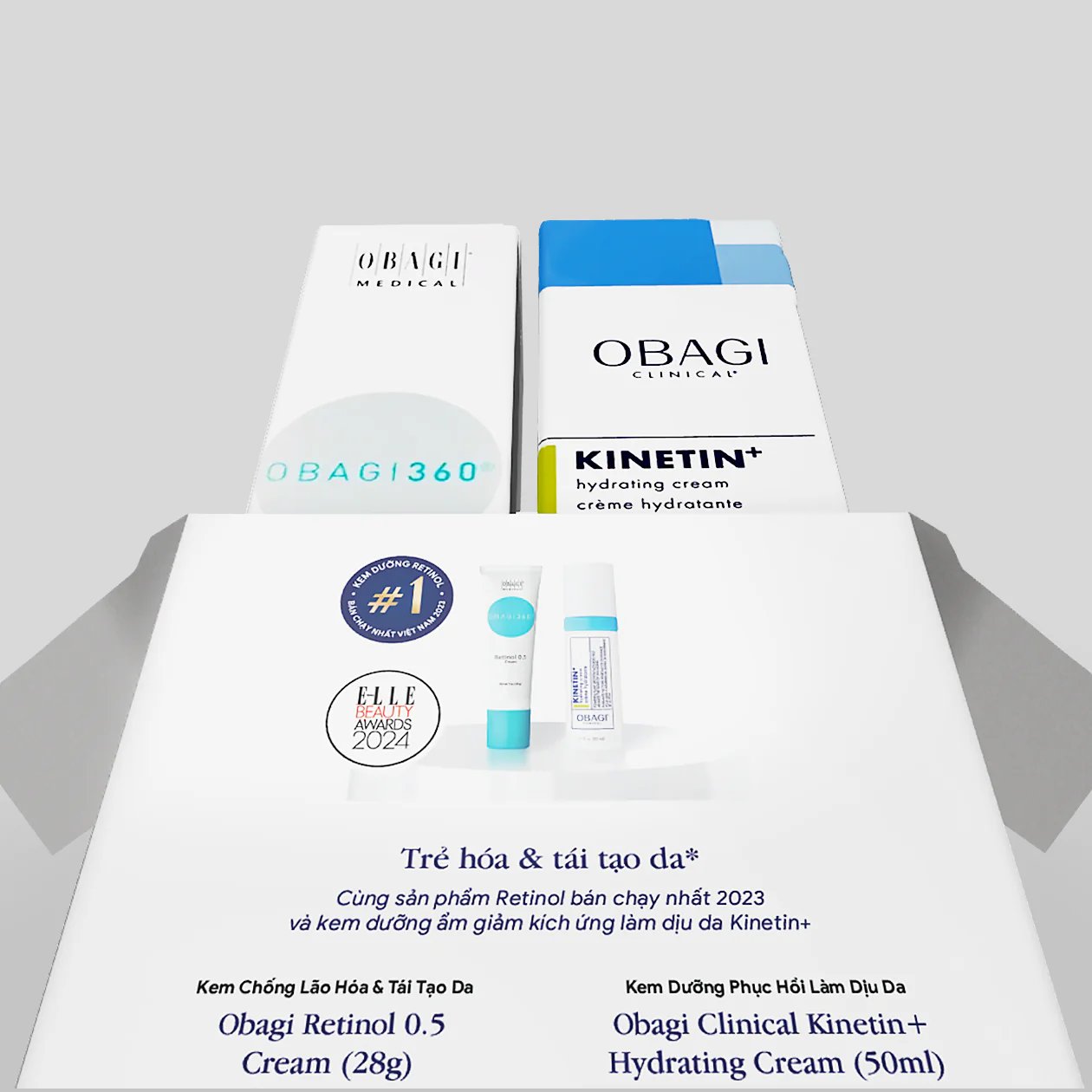 Kem Dưỡng Obagi360 Retinol 0.5 28g Và Kem Dưỡng Obagi Clinical Kinetin+ Hydrating Cream 50ml