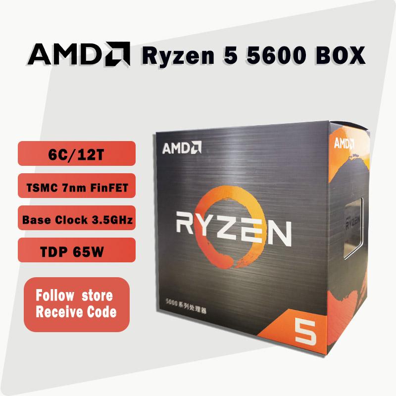 Mới AMD Ryzen 5 5600 R5 5600 3.5 GHz 6 Nhân 12 Luồng 7NM 65W L3=32M 100-000000927 Ổ Cắm AM4 Có Quạt