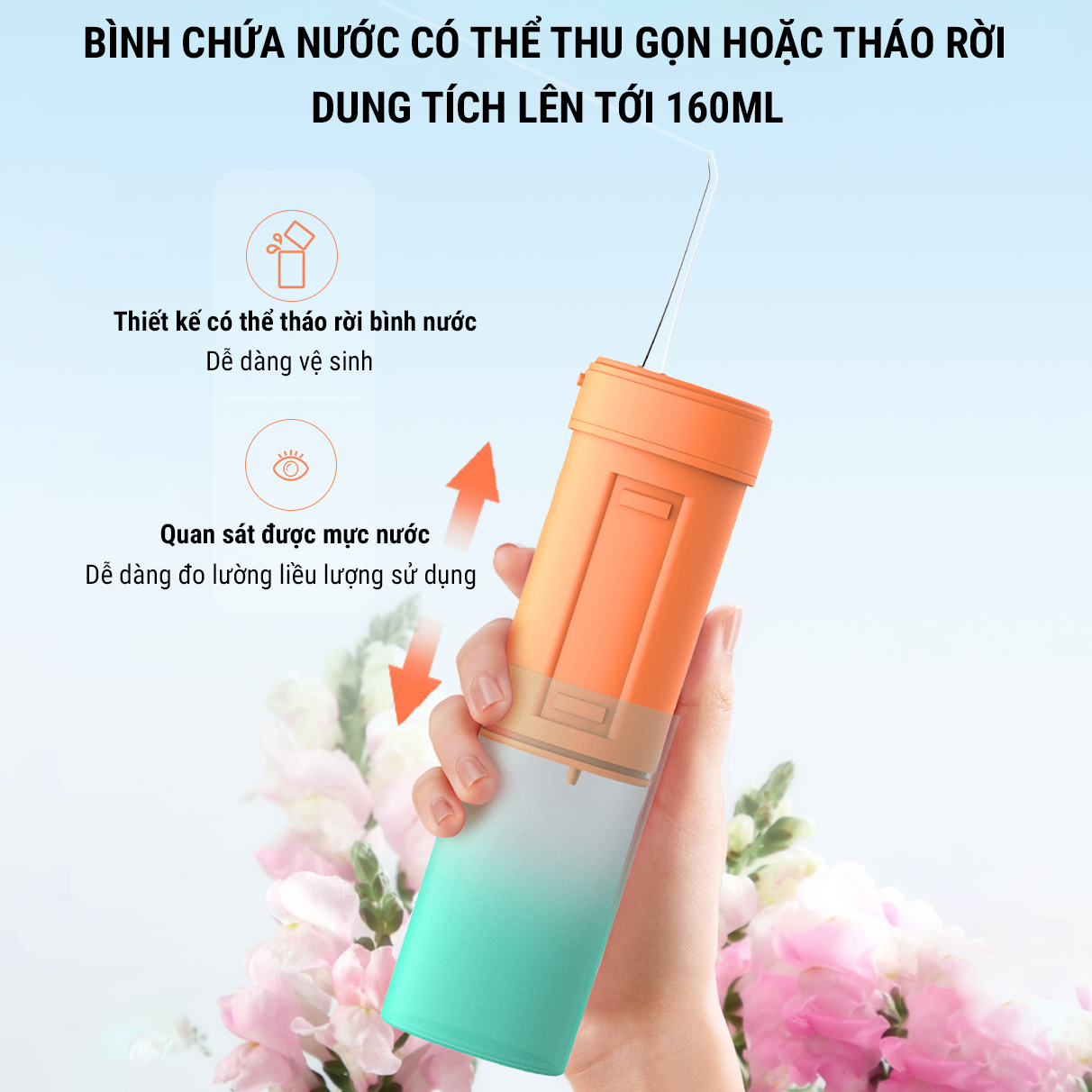 Máy Tăm Nước Mini YX2101, Máy Tăm Nước Xịt Xỉa Vệ Sinh Răng Miệng Cầm Tay Siêu Mạnh- Có thể Gấp Gọn,Tiện Dụng Đi Du Lịch