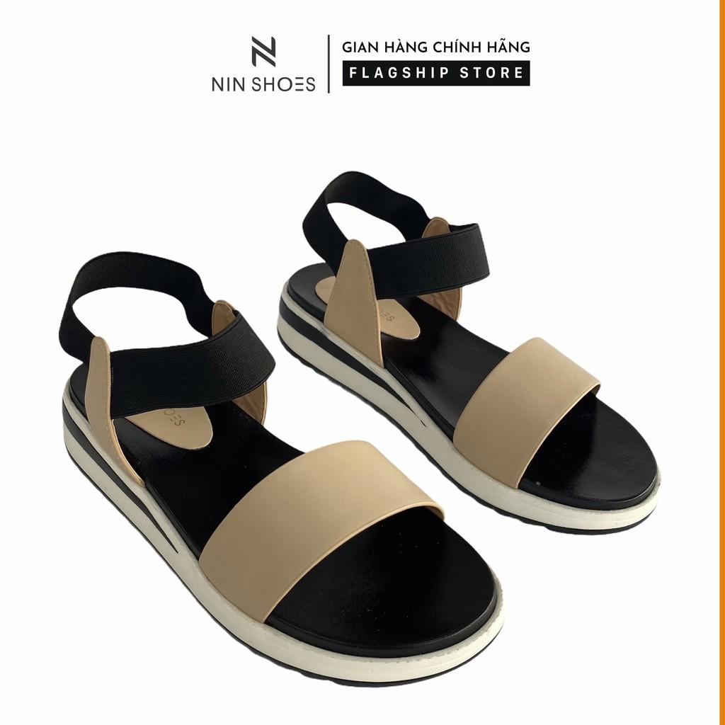 Dép sandal nữ Ninshoes - Dép quai hậu nữ quai ngang bản to quai hậu chun