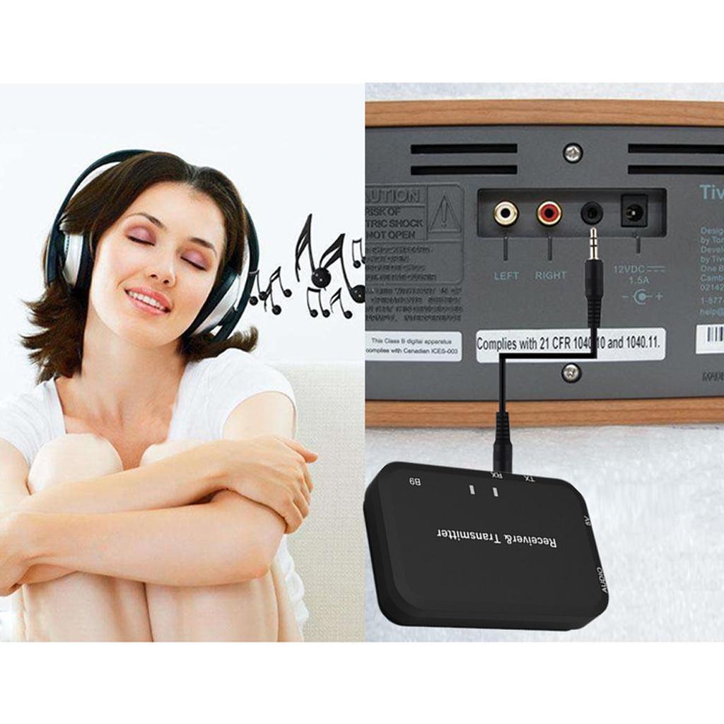 Transmitter+Receiver Audio 3.5mm Adapter For TV PC Earphones