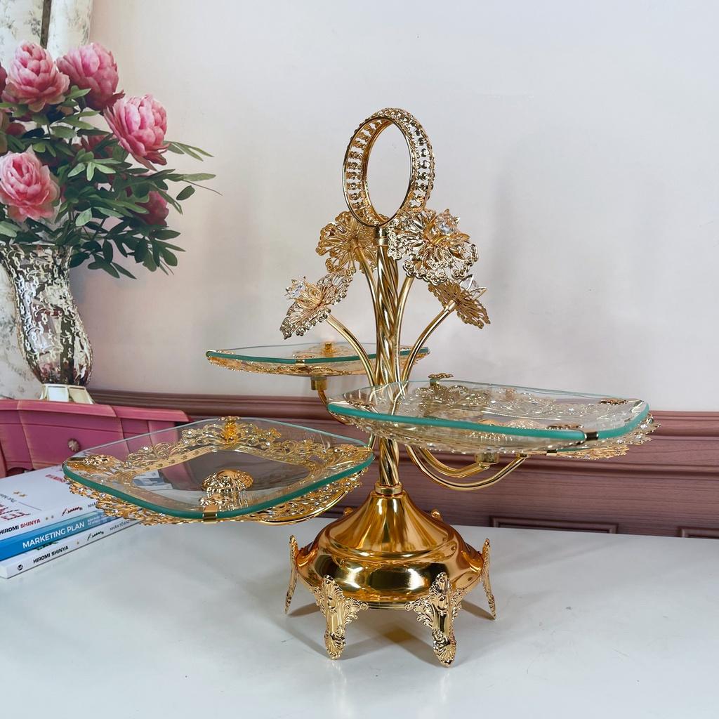 Đĩa quả họa tiết sơn trà tân cổ điển sang trọng tinh tế DQ20