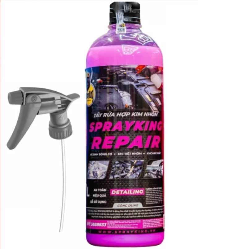 Chai xịt tẩy rửa hợp kim nhôm, tẩy lốc máy, đầu bò, dàn chân xe máy, xịt sên SprayKing REPAIR 1000ml