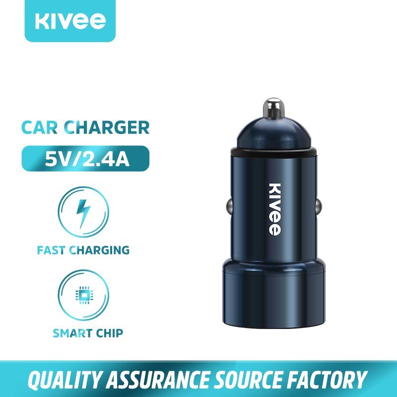 KIVEE UT202 Tẩu sạc nhanh 2.4A 2 cổng USB dùng được cho mọi dòng xe-Hàng chính hãng