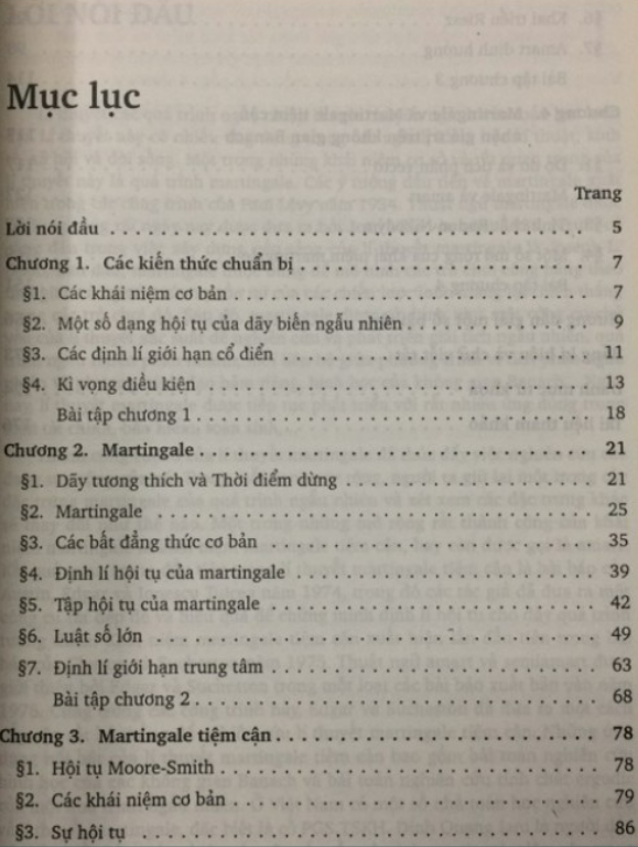 Sách - Giáo trình Lí thuyết Martingale và Martingale tiệm cận