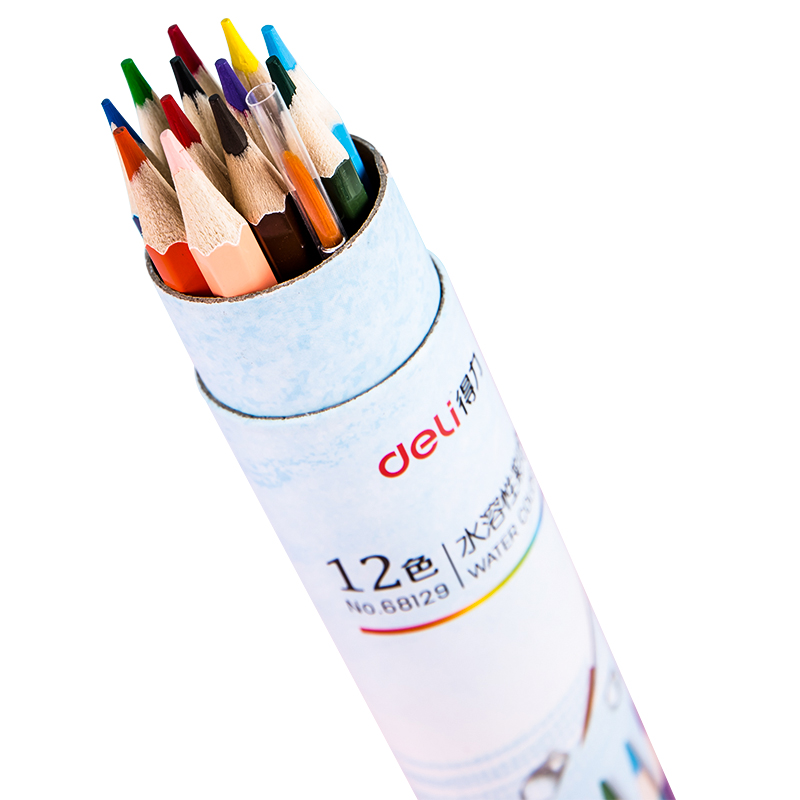 Bút chì màu nước cao cấp dạng cốc Deli - 12 / 24 / 36 / 48 màu - Kèm cọ và gọt theo ống màu - Phù hợp cho cả chuyên nghiệp và nghiệp dư - 68129/ 68130/ 68131/ 68132