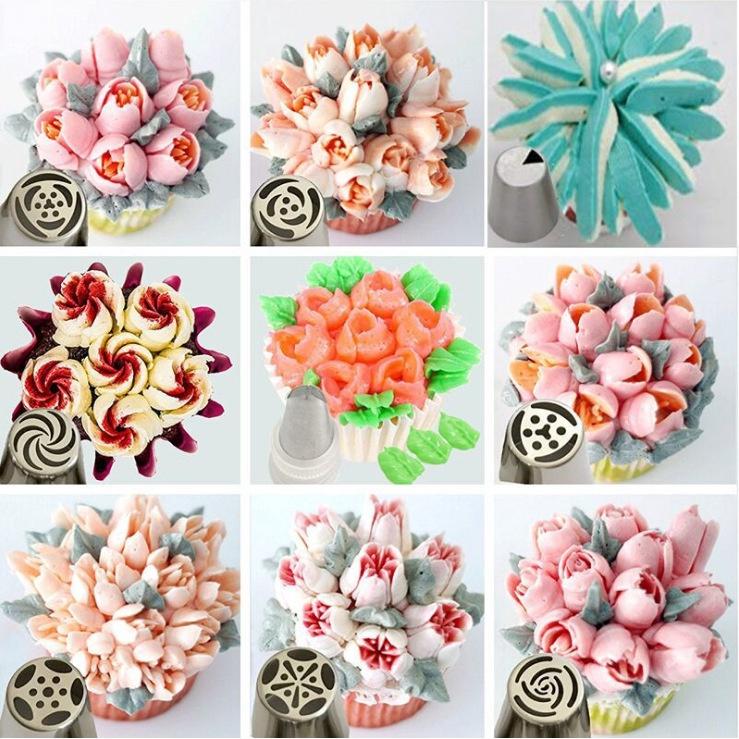Set 7 đầu bắt bông ANAEAT bằng thép không gỉ trang trí bánh kem tiện lợi cho nhà bếp