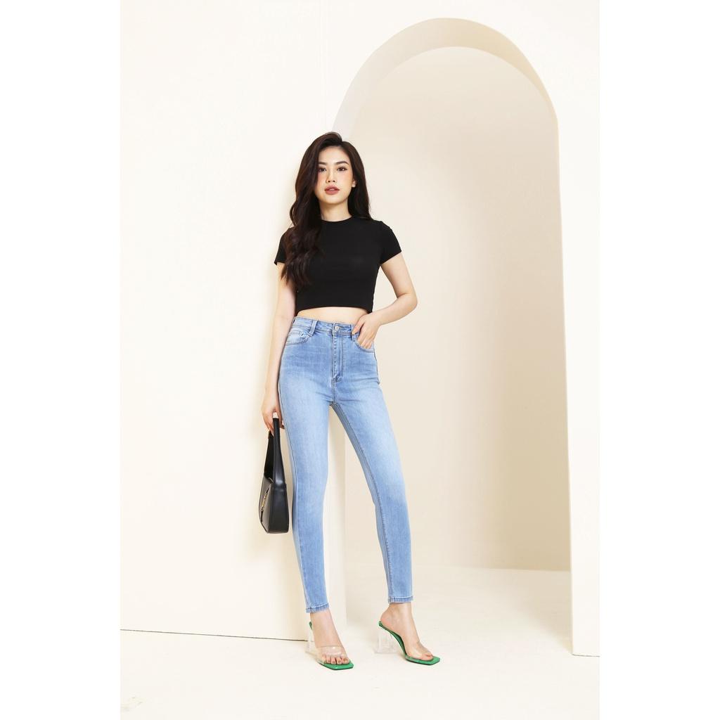 Quần Jean Nữ Skinny Cạp Cao Basic CT Jeans Vải Co Dãn 4 Chiều Cao Cấp