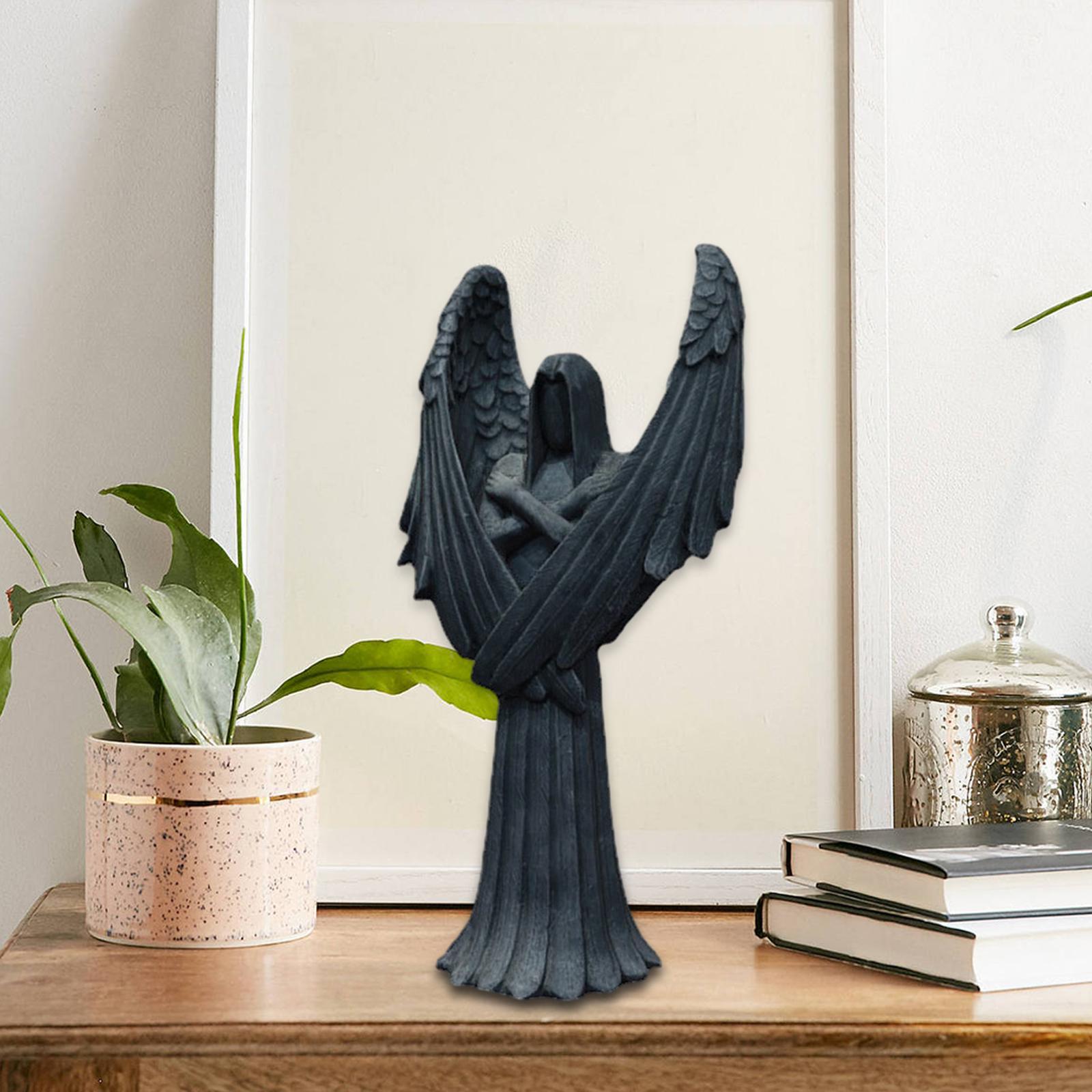 Angel Figurine Resin Angel Sculpture Dark Angel Statue for Home Office Decor