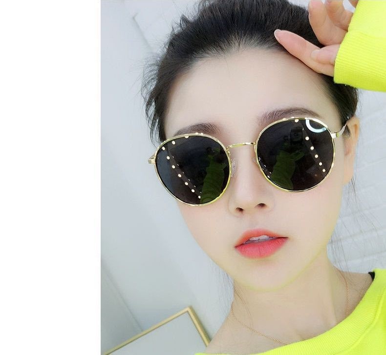 Kính râm tròn phân cực chống tia UV phong cách nữ sinh Hàn Quốc - WKM20