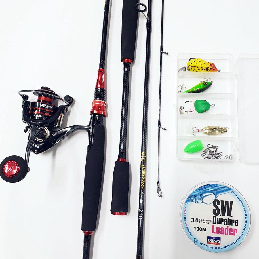 Bộ Cần Câu Lure Máy Đứng Crono VIP Carbon Máy FS3000 Tặng Kèm Dây Câu Và Bộ Mồi BCM18